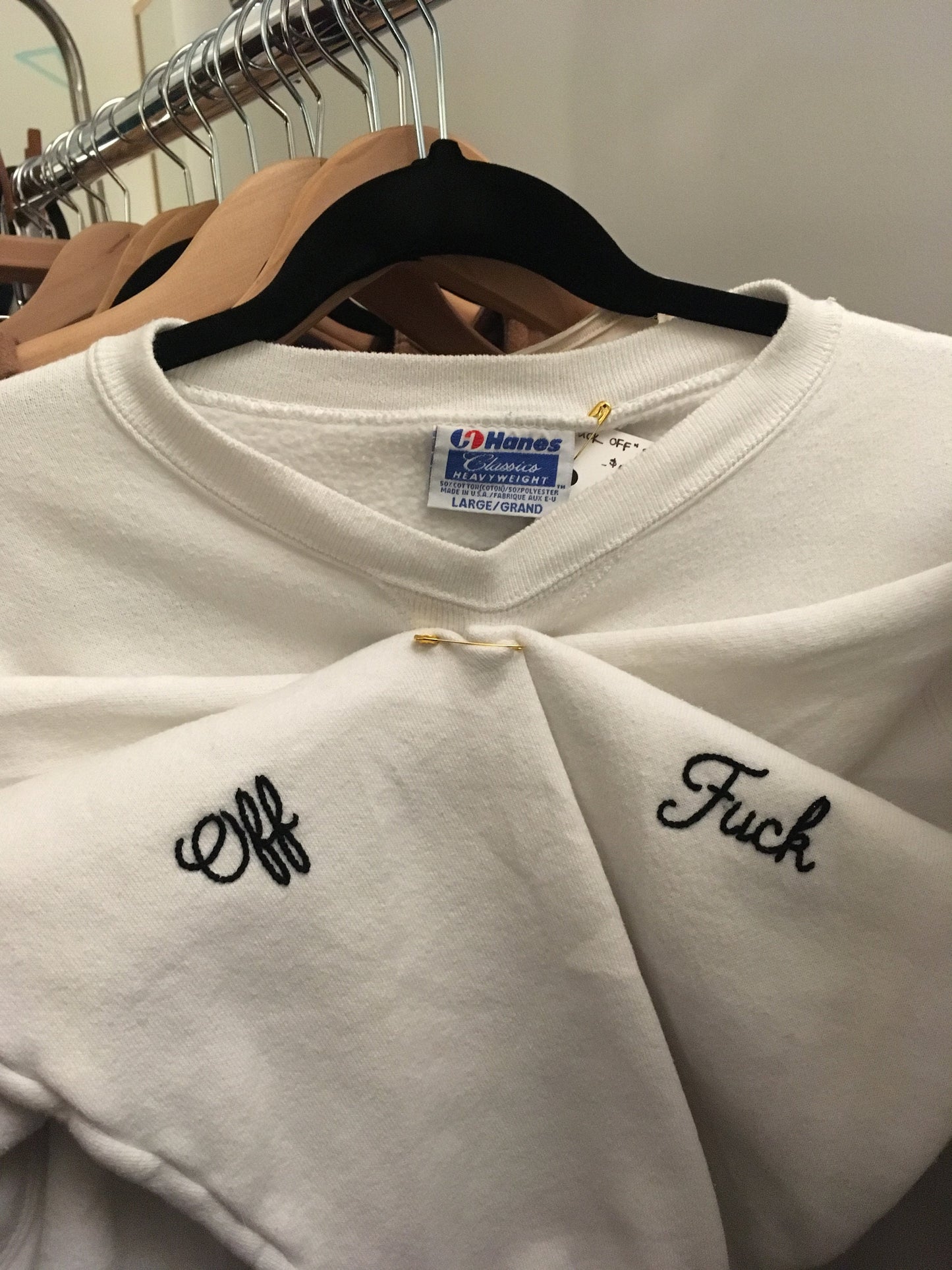 FUCK - OFF embroidered vintage/thrift sweatshirt ~ made to order, gift/loungewear