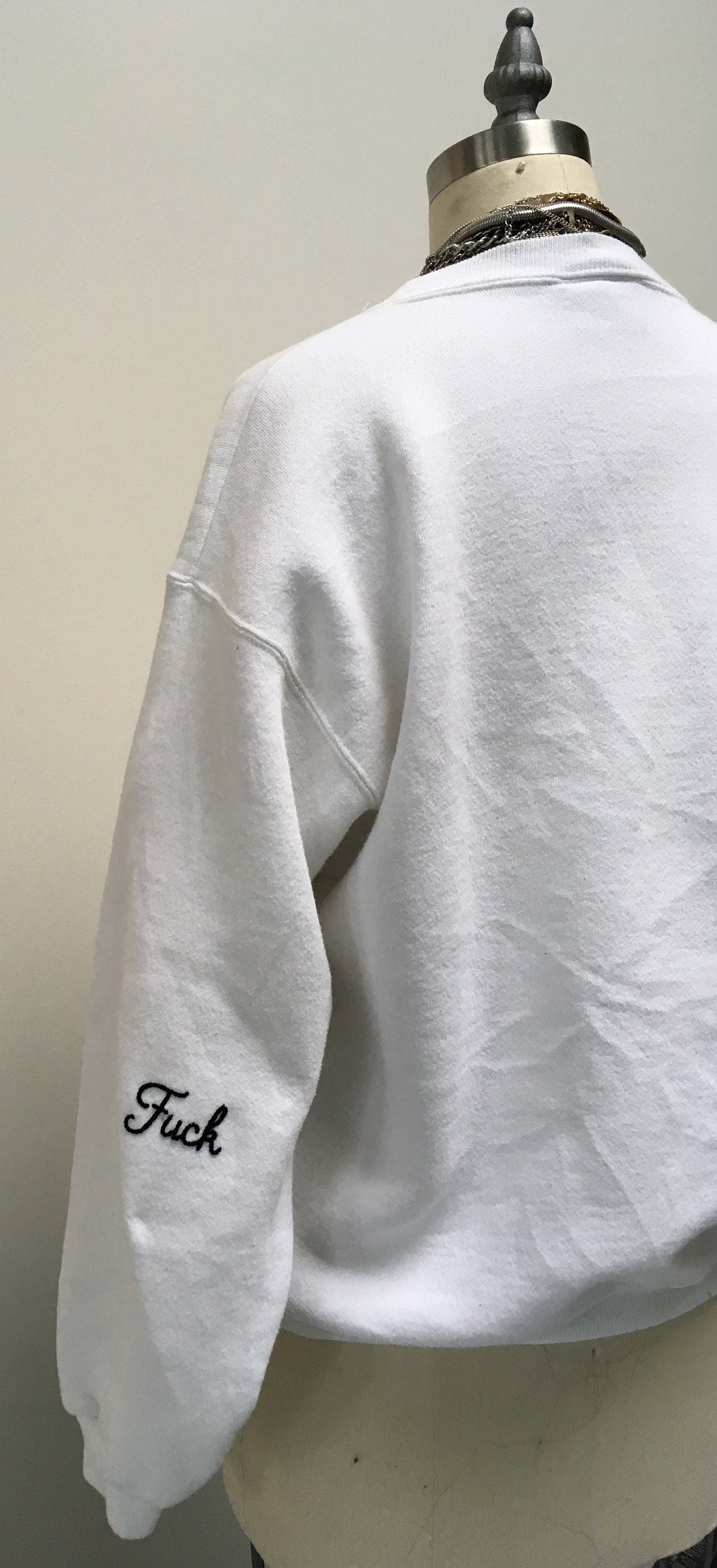 FUCK - OFF embroidered vintage/thrift sweatshirt ~ made to order, gift/loungewear